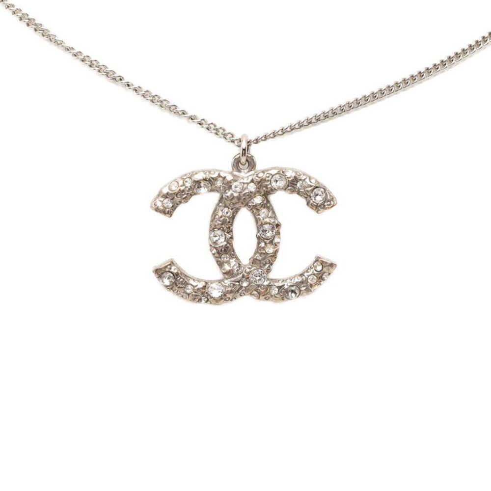 CHANEL Vintage Silver Logo Necklace
